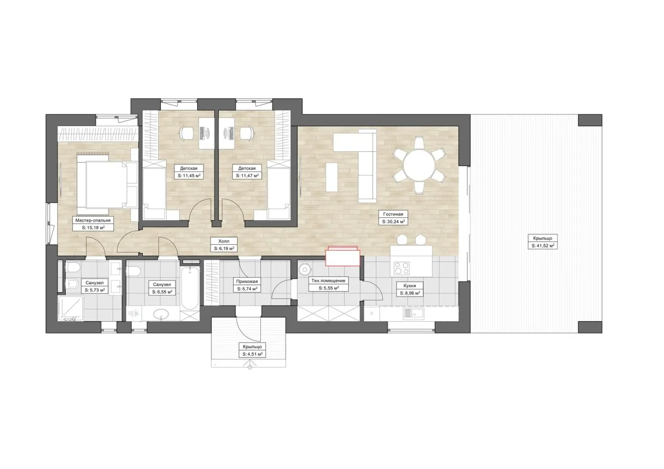 Планировка Лунд (ГБ-S-45) 1 этаж