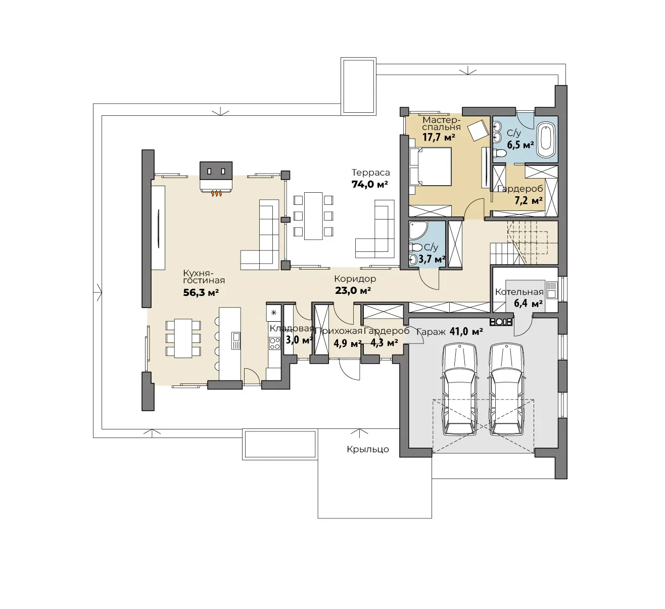 Планировка Керуза (КР-L-43) 1 этаж