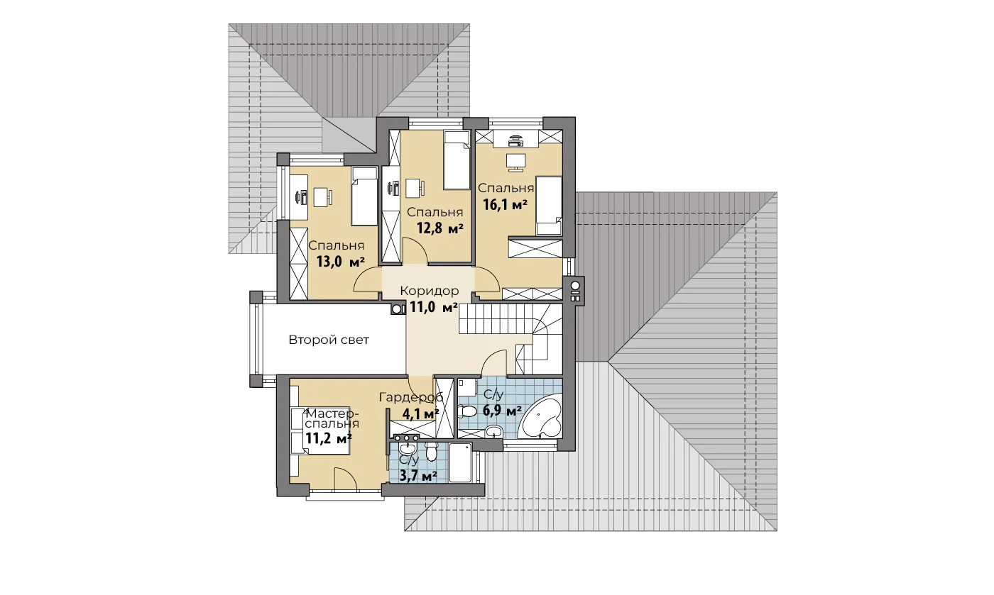 Планировка проекта Куинстаун (КР-М-29), 2 этаж