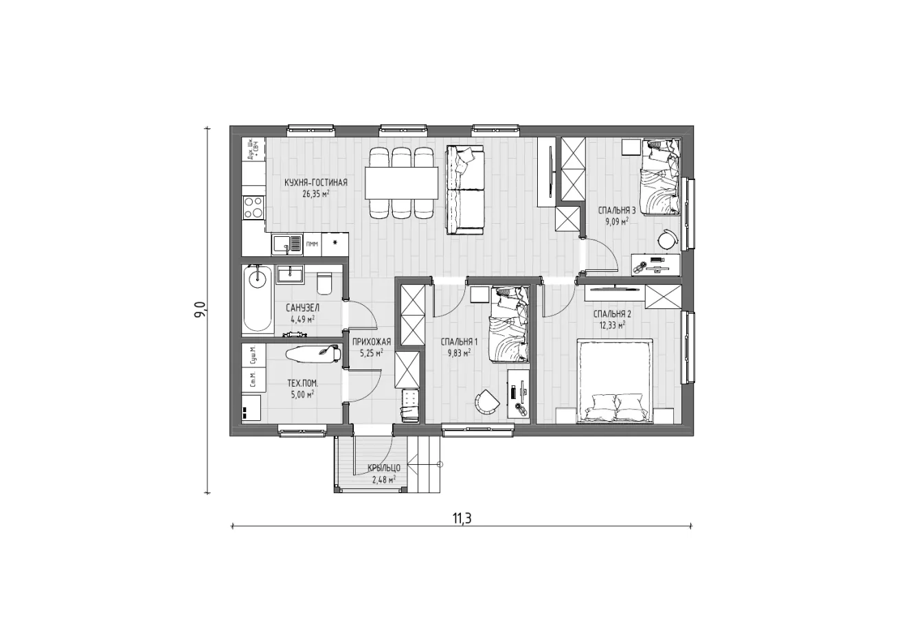 Планировка уютный 72 1 этаж