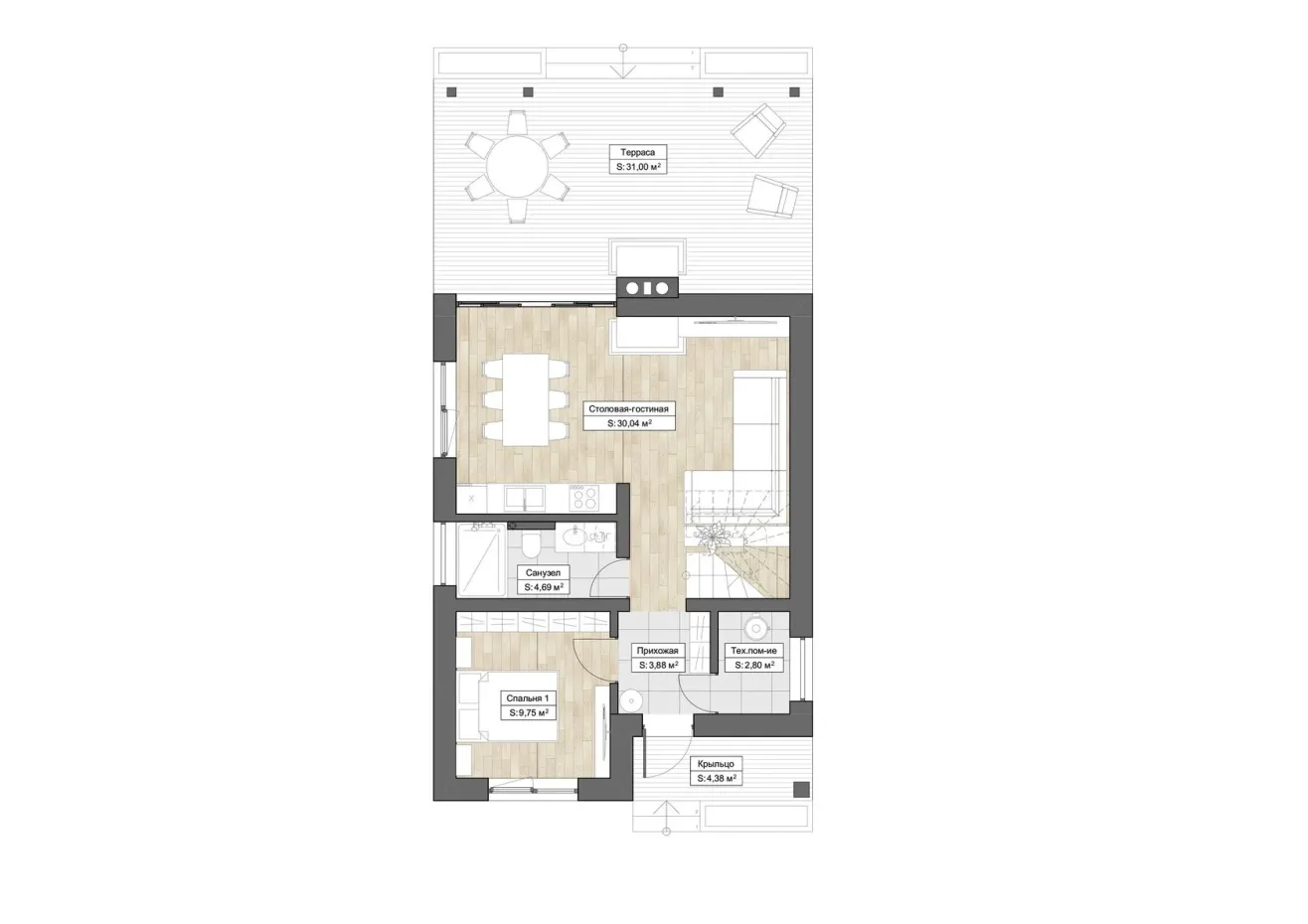 Планировка Кируна (ГБ-S-14) 1 этаж