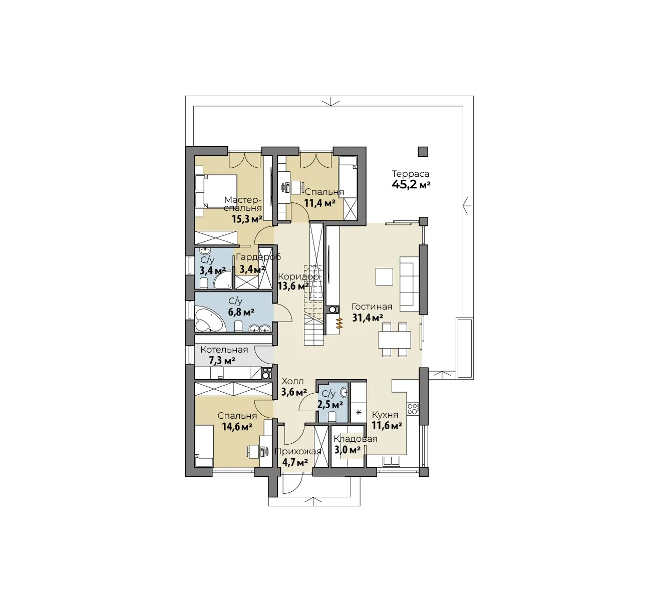 Планировка Уддевала (ГБ-М-23) 1 этаж