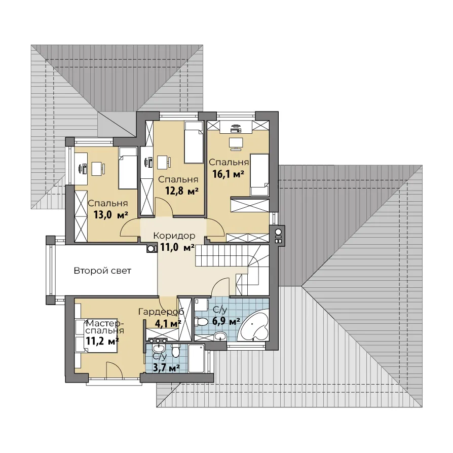 Планировка проекта Куинстаун (КР-М-29), 2 этаж