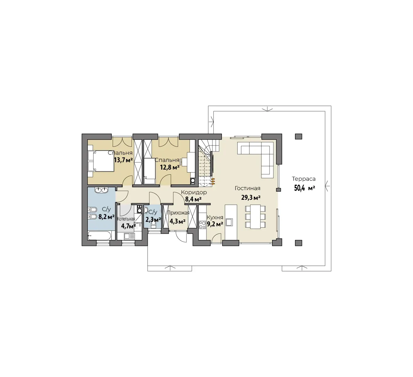 Планировка Вернамо (ГБ-М-21) 1 этаж
