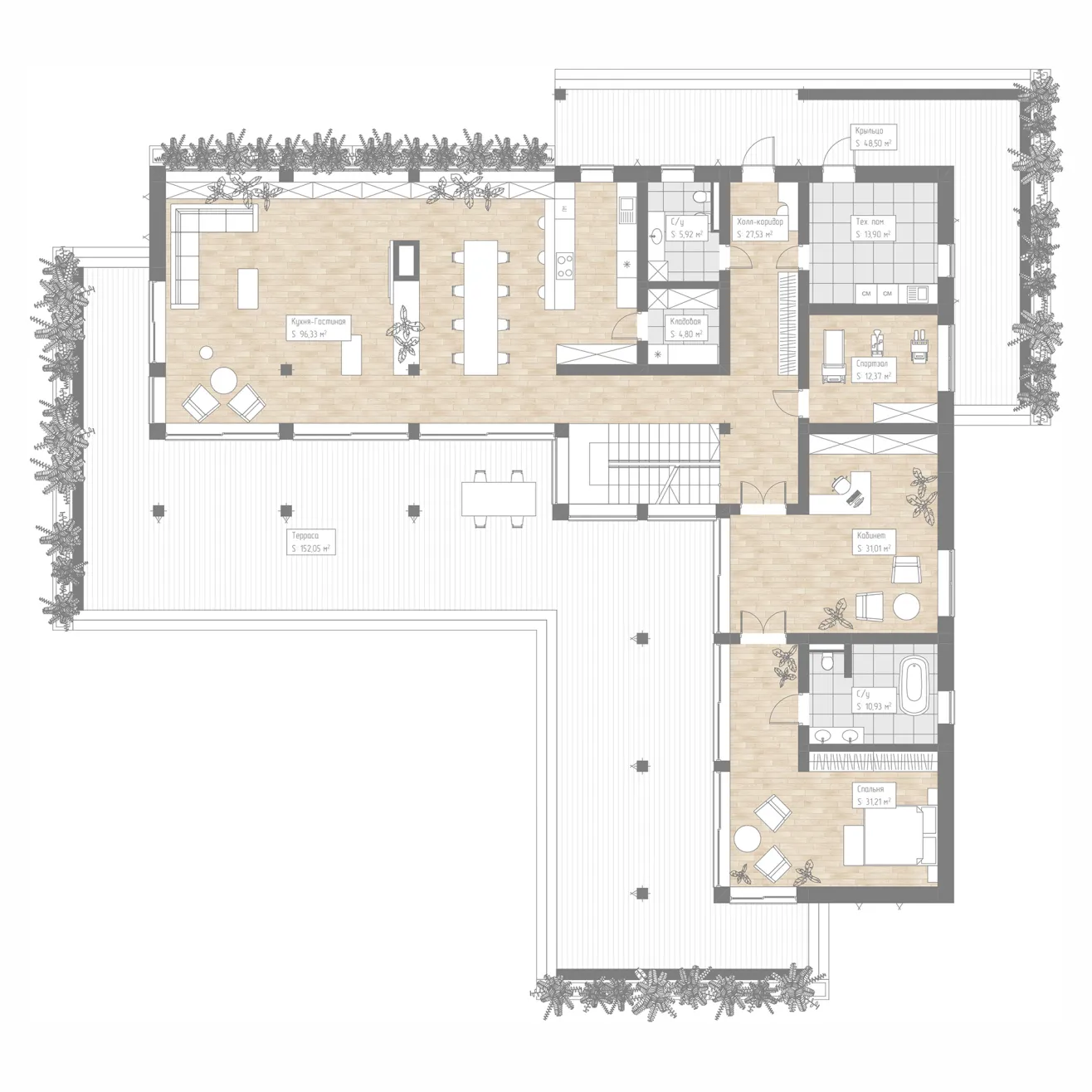 Планировка Хошимин (ГБ-L-44) 1 этаж