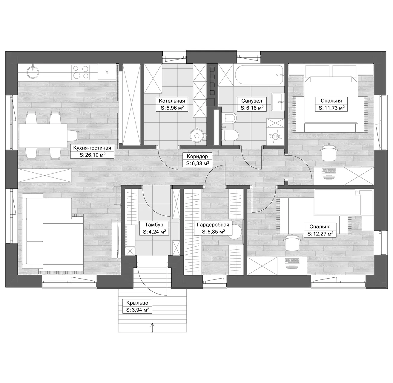 Планировка КР-S-04 1 этаж