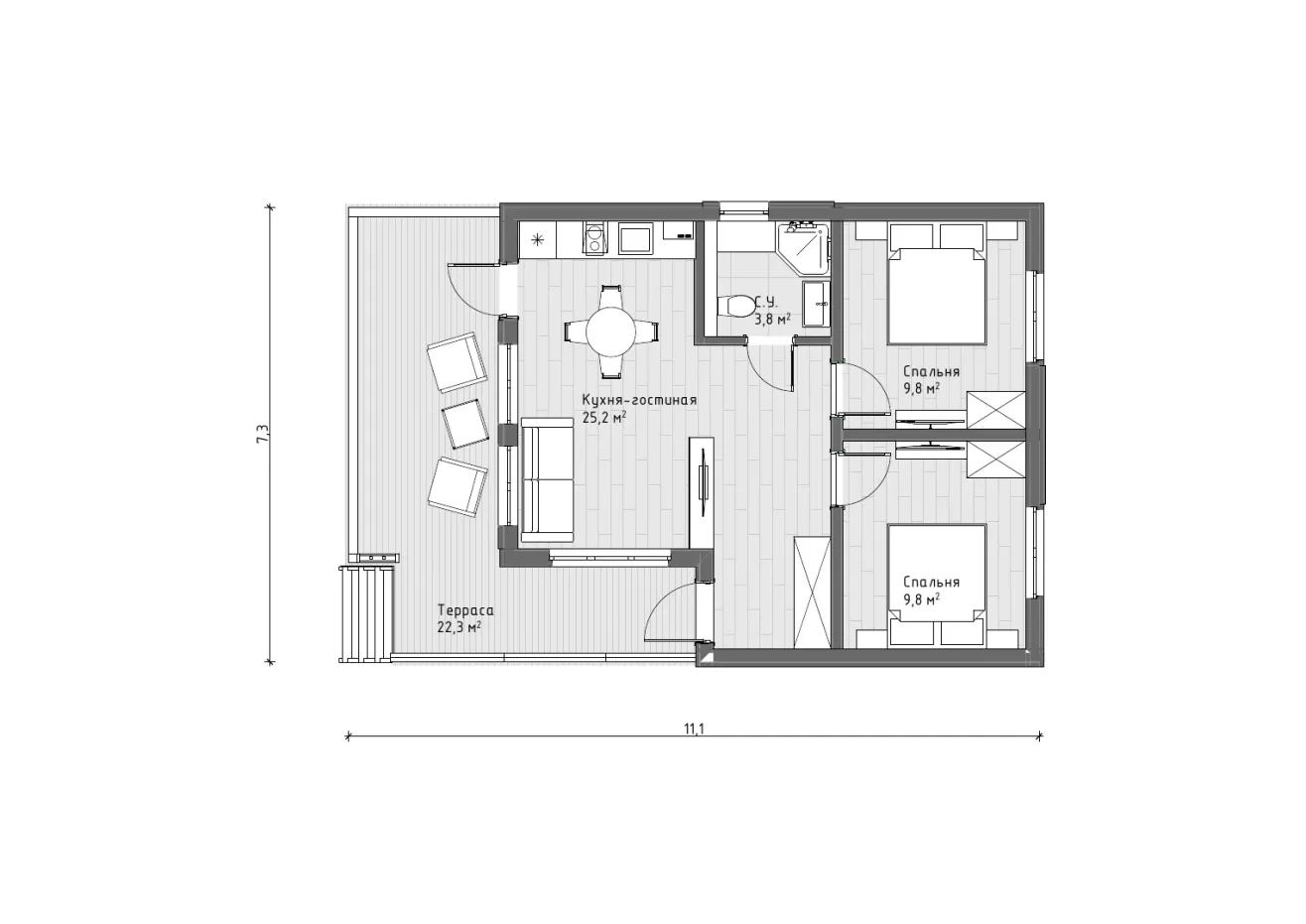 Планировка МОНЕ 49 1 этаж