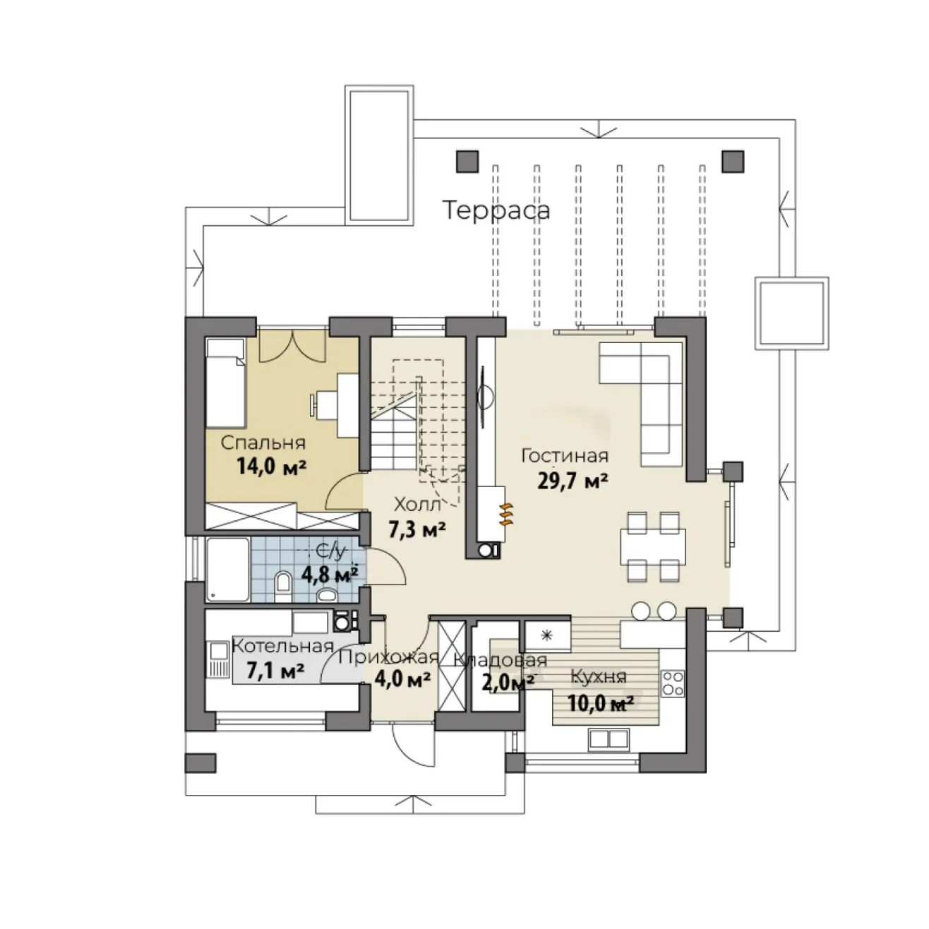 Планировка Орхус (ГБ-S-15) 1 этаж