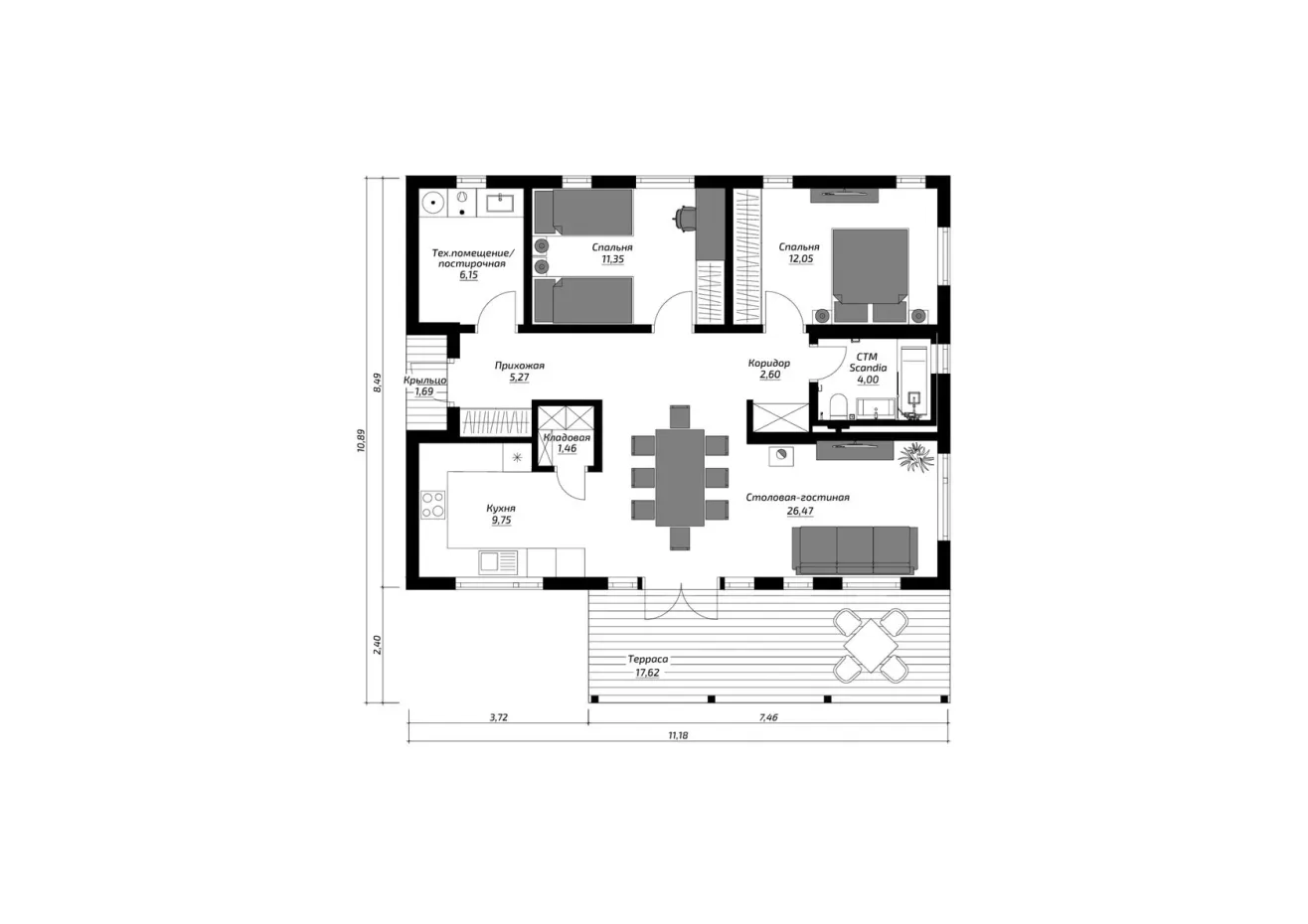 Планировка НОРВЕГИЯ 80 1 этаж