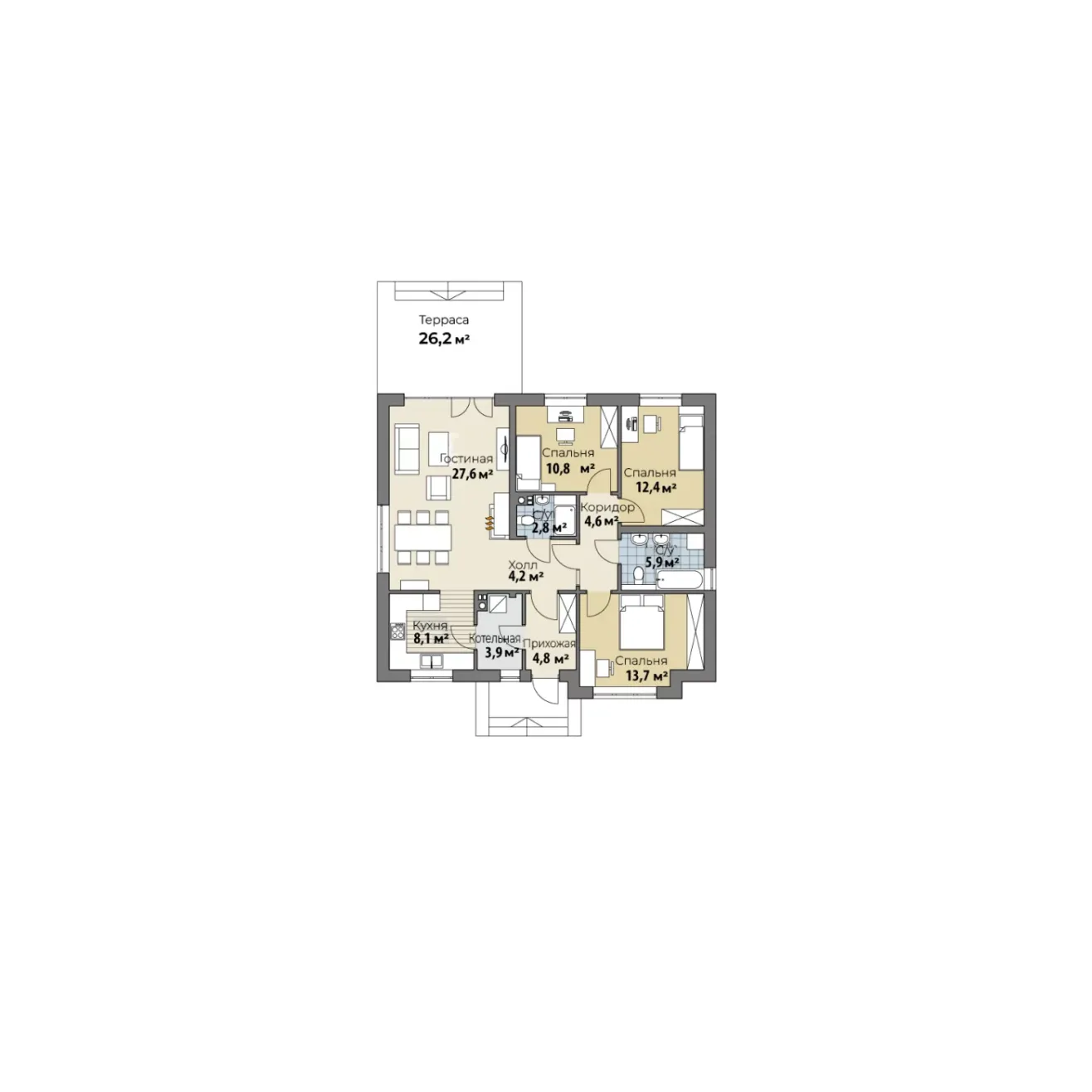 Планировка Окленд (КР-S-18) 1 этаж