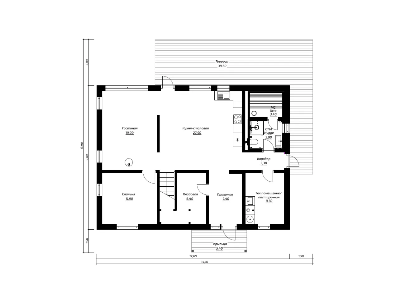 Планировка швеция 170 1 этаж