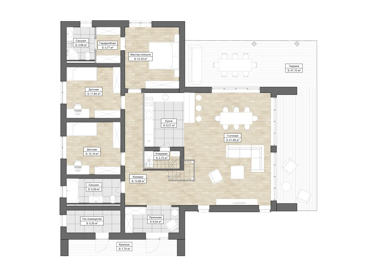 Планировка Дакка (ГБ-S-01) 1 этаж