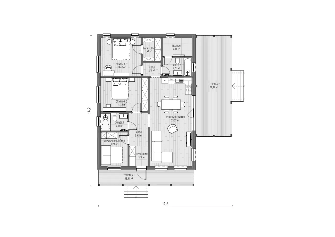 Планировка проекта Вангог, 1 этаж