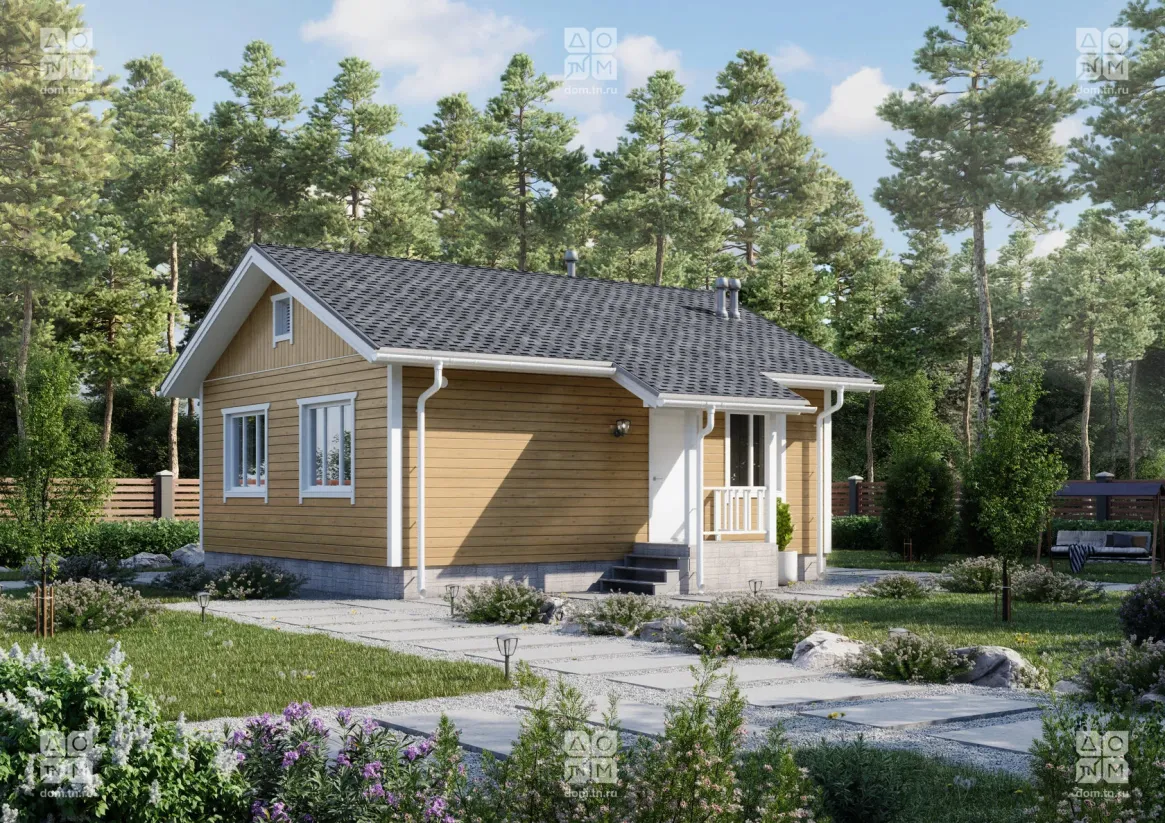 Проект дома уютный 54 57 м² 1 этаж