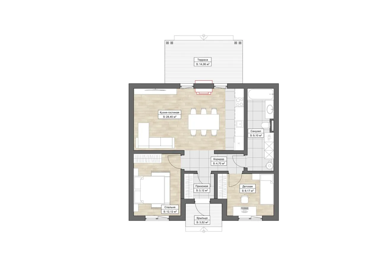 Планировка Арль (КС-S-19) 1 этаж