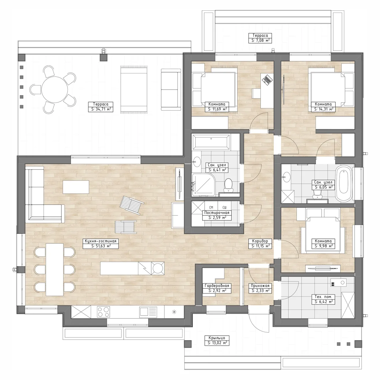 Планировка Питер (ГБ-М-30) 1 этаж