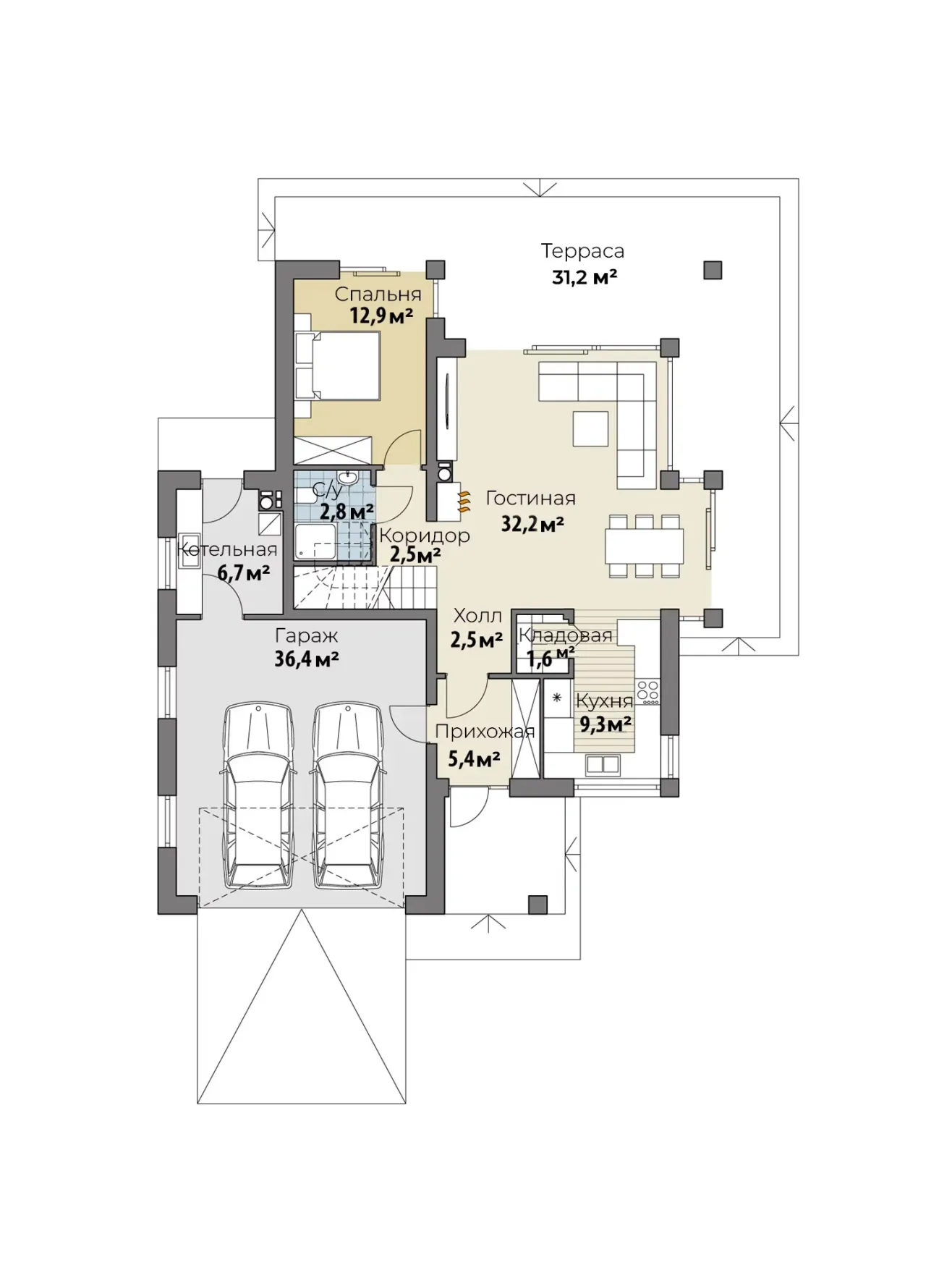 Планировка Вестервик (ГБ-М-24) 1 этаж
