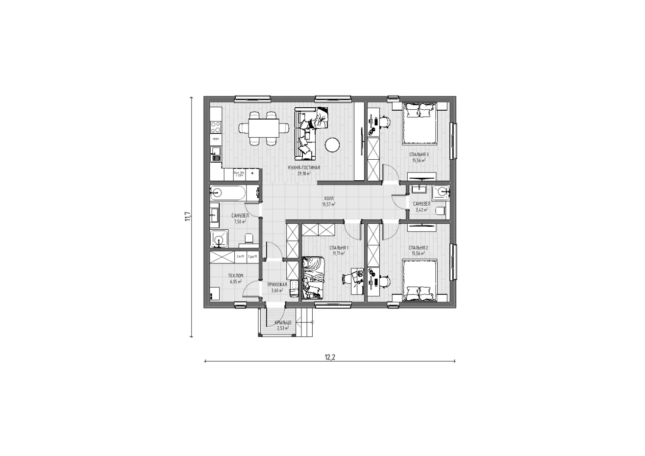 Планировка уютный 108 1 этаж