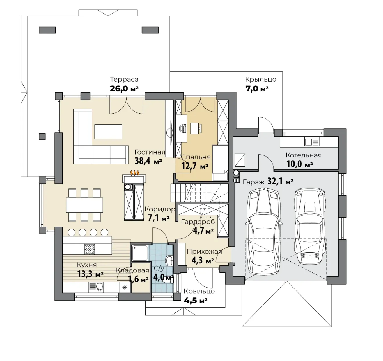 Планировка Куинстаун (КР-М-29) 1 этаж